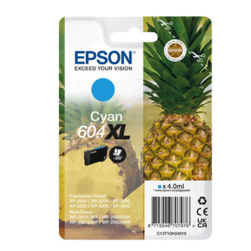 Epson Pineapple 604 Cyan High Capacity Ink Cartridge 4ml - C13T10H24010 - UK BUSINESS SUPPLIES