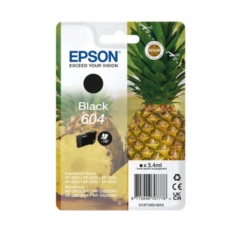 Epson Pineapple 604 Black Standard Capacity Ink Cartridge 3.4ml - C13T10G14010 - UK BUSINESS SUPPLIES