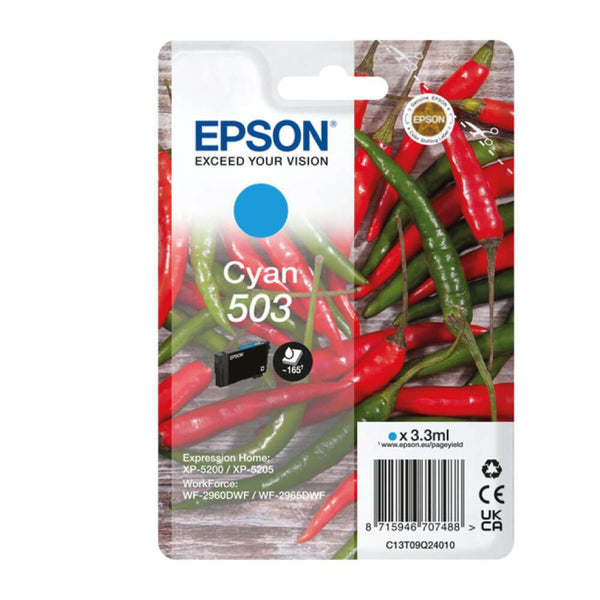Epson Chillies 503 Cyan Standard Capacity Ink Cartridge 3.3 - C13T09Q24010 - UK BUSINESS SUPPLIES