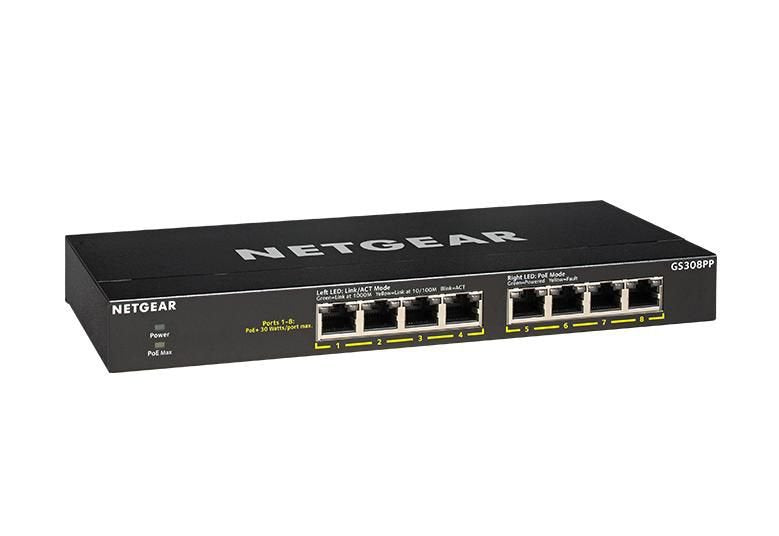 Netgear GS308PP 8 Port Unmanaged Gigabit Ethernet Power over Ethernet Network Switch - UK BUSINESS SUPPLIES