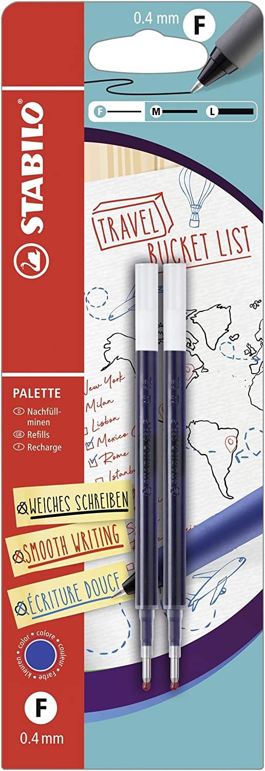 STABILO PALETTE Gel Rollerball Refill 0.4mm Line Blue 2pc (Blister 2) B-55616-5 - UK BUSINESS SUPPLIES
