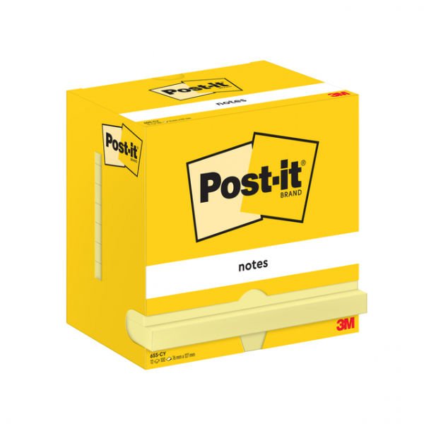 Post-it Notes 76x127mm 100 Sheets Canary Yellow (Pack 12) 7100290165 - UK BUSINESS SUPPLIES