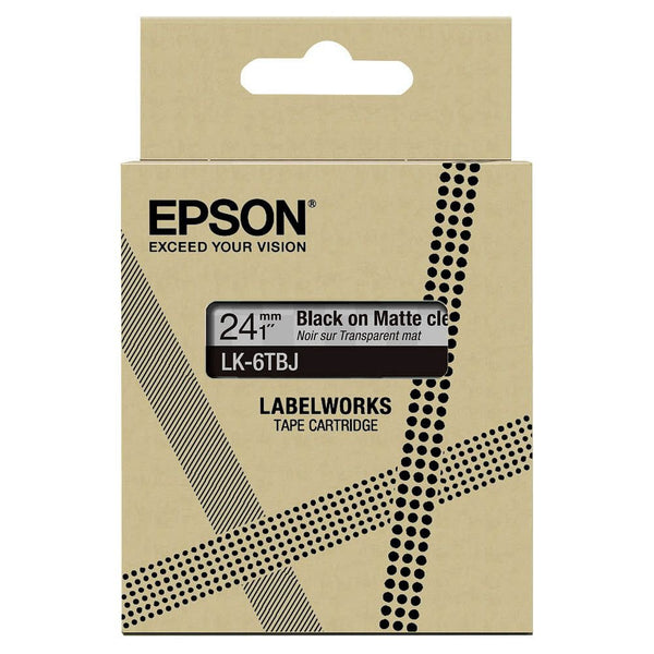 Epson LK-6TBJ Black on Matte Clear Tape Cartridge 24mm - C53S672067 - UK BUSINESS SUPPLIES