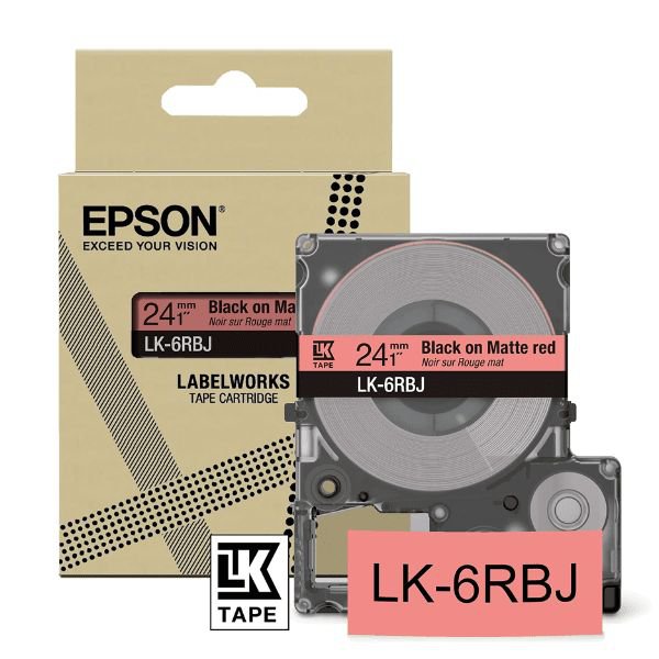 Epson LK-6RBJ Black on Matte Red Tape Cartridge 24mm - C53S672073 - UK BUSINESS SUPPLIES