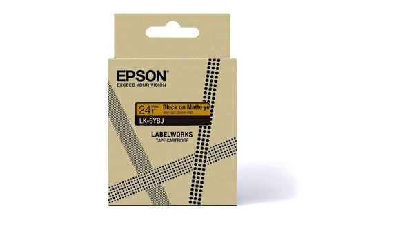 Epson LK-6YBJ Black on Matte Yellow Tape Cartridge 24mm - C53S672076 - UK BUSINESS SUPPLIES