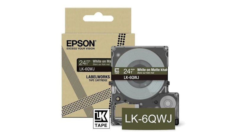 Epson LK-6QWJ White on Matte Khaki Tape Cartridge 24mm - C53S672090 - UK BUSINESS SUPPLIES