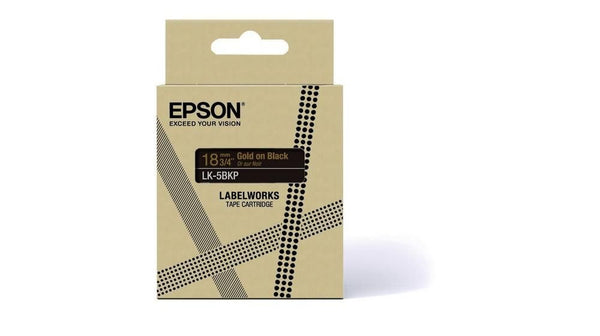 Epson LK-5BKP Gold on Metallic Black Tape Cartridge 18mm - C53S672095 - UK BUSINESS SUPPLIES
