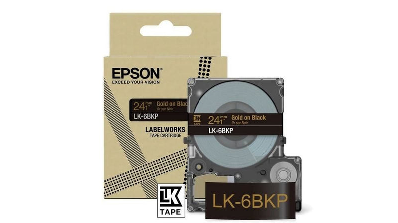 Epson LK-6BKP Gold on Metallic Black Tape Cartridge 24mm - C53S672096 - UK BUSINESS SUPPLIES