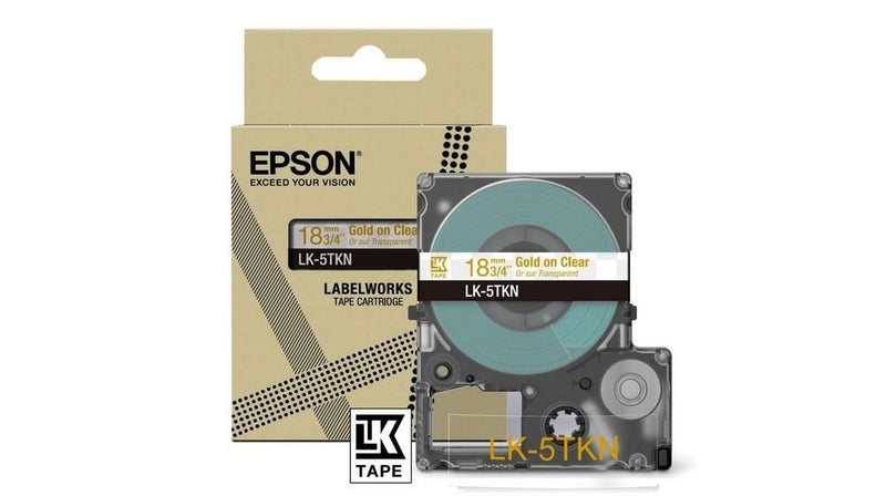 Epson LK-5TKN Gold on Metallic Clear Tape Cartridge 18mm - C53S672097 - UK BUSINESS SUPPLIES