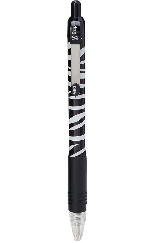 Zebra Z-Grip Animal Ballpoint Pen Zebra Print Medium Point Black (Pack 12) 16801 - UK BUSINESS SUPPLIES