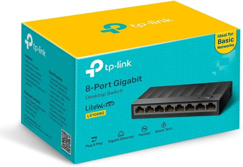 TP-Link LS1008G LiteWave 8 Port Unmanaged Gigabit Ethernet Desktop Switch - UK BUSINESS SUPPLIES