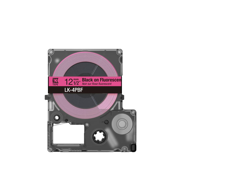 Epson LK-4PBF Black on Fluorescent Pink Tape Cartridge 12mm - C53S672100 - UK BUSINESS SUPPLIES