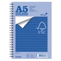 Silvine FSC A5 Wirebound Card Cover Notebook Ruled 160 Pages Blue (Pack 5) - FSCTWA5 - UK BUSINESS SUPPLIES