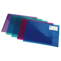 Rapesco ID Popper Wallet A4 Bright Transparent Colours (Pack 5) - 700 - UK BUSINESS SUPPLIES