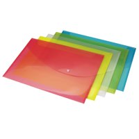 Rapesco Popper Wallet Polypropylene Foolscap Assorted Pastel Colours (Pack 5) - 696 - UK BUSINESS SUPPLIES