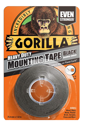 Gorilla 1.5 M Heavy Duty Double Sided Mounting Tape Indoor & Outdoor - Black - UK BUSINESS SUPPLIES