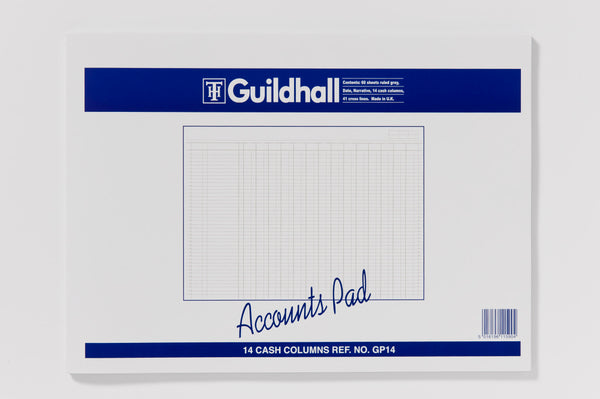 Guildhall Ruled Account Pad with 14 Cash Columns and 60 Pages Grey GP14Z - UK BUSINESS SUPPLIES
