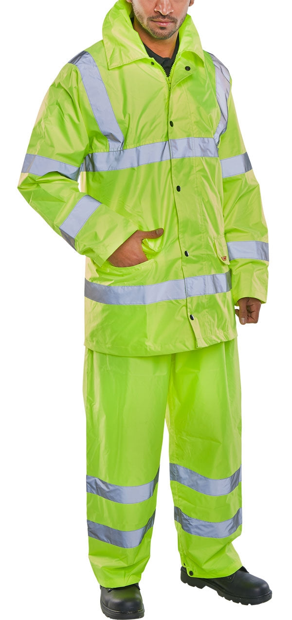 Hi-Visibility Lightweight Suit Jacket & Trouser Yellow {All Sizes} - UK BUSINESS SUPPLIES