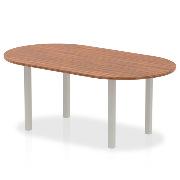 Dynamic Impulse 1800mm Boardroom Table Walnut Top Silver Post Leg I000143 - UK BUSINESS SUPPLIES