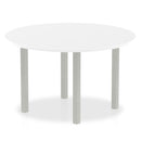 Dynamic Impulse 1200mm Round Table White Top Silver Post Leg I000200 - UK BUSINESS SUPPLIES