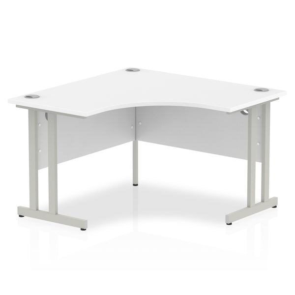 Dynamic Impulse 1200mm Corner Desk White Top Silver Cantilever Leg I000318 - UK BUSINESS SUPPLIES