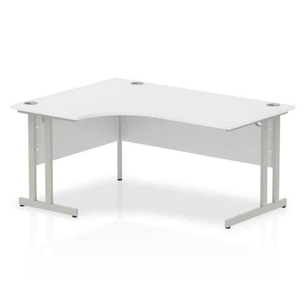 Impulse 1600mm Left Crescent Desk White Top Silver Cantilever Leg I000321 - UK BUSINESS SUPPLIES