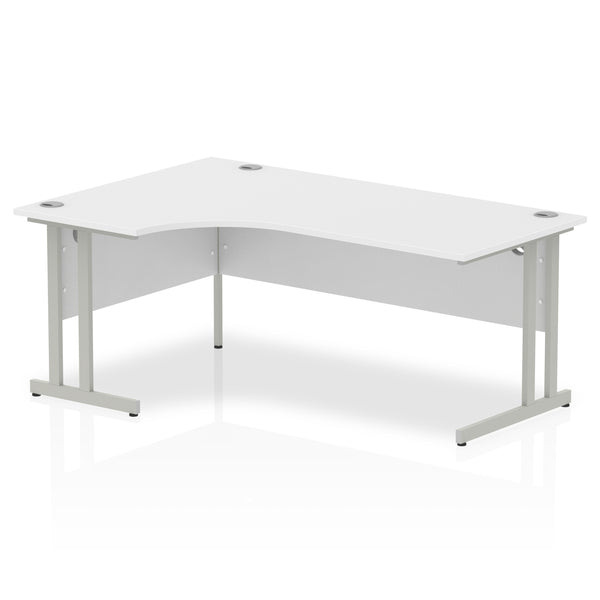 Impulse Contract Left Hand Crescent Cantilever Desk W1800 x D1200 x H730mm White Finish/Silver Frame - I000323 - UK BUSINESS SUPPLIES
