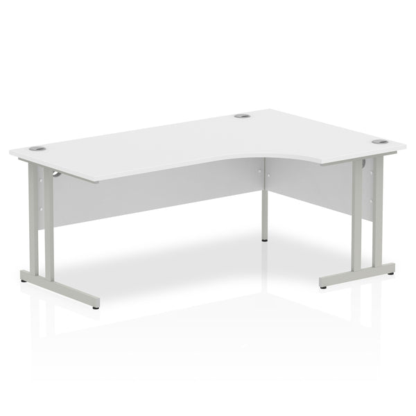 Impulse 1800mm Right Crescent Desk White Top Silver Cantilever Leg I000324 - UK BUSINESS SUPPLIES