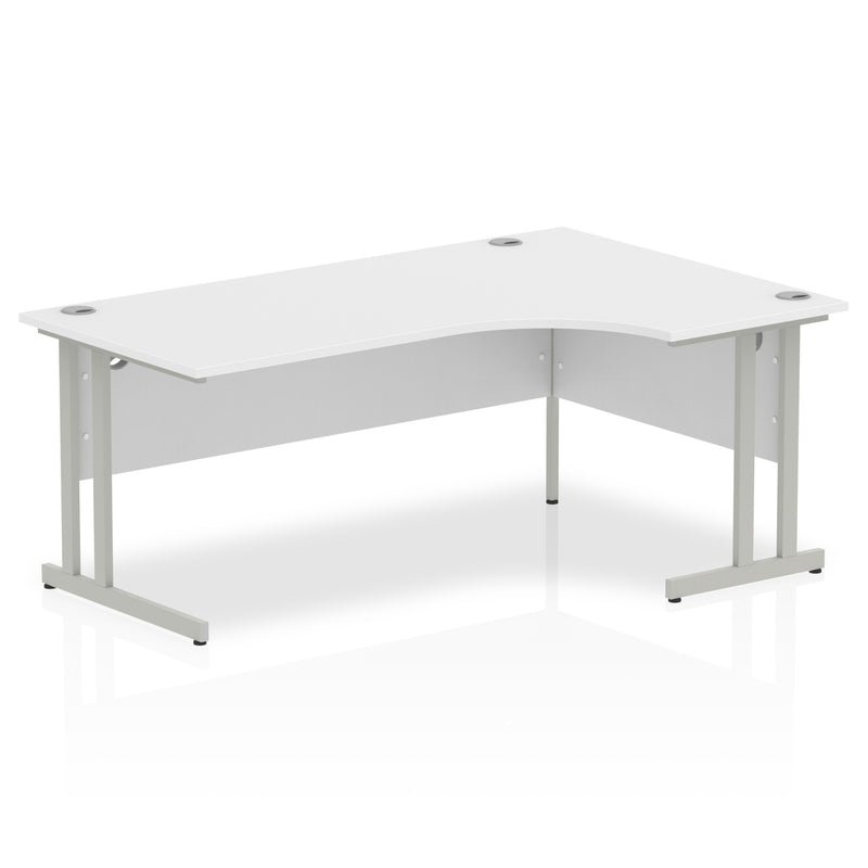 Impulse 1800mm Right Crescent Desk White Top Silver Cantilever Leg I000324 - UK BUSINESS SUPPLIES