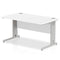 Impulse 1400 x 800mm Straight Desk White Top Silver Cable Managed Leg I000479 - UK BUSINESS SUPPLIES