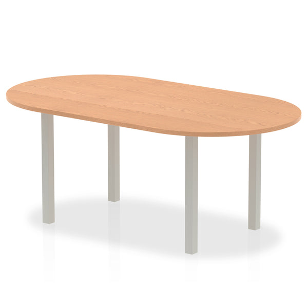 Dynamic Impulse 1800mm Boardroom Table Oak Top Silver Post Leg I000791 - UK BUSINESS SUPPLIES