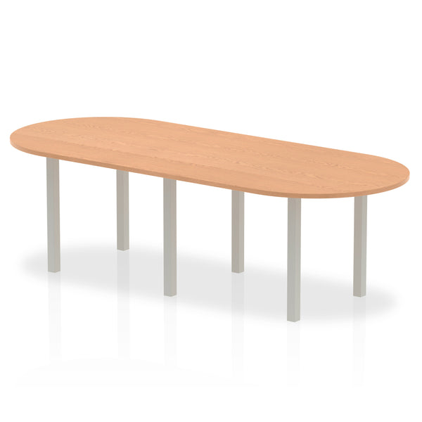 Dynamic Impulse 2400mm Boardroom Table Oak Top Silver Post Leg I000792 - UK BUSINESS SUPPLIES
