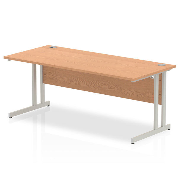 Impulse 1800 x 800mm Straight Desk Oak Top Silver Cantilever Leg I000809 - UK BUSINESS SUPPLIES