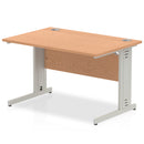 Impulse 1200 x 800mm Straight Desk Oak Top Silver Cable Managed Leg I000850 - UK BUSINESS SUPPLIES