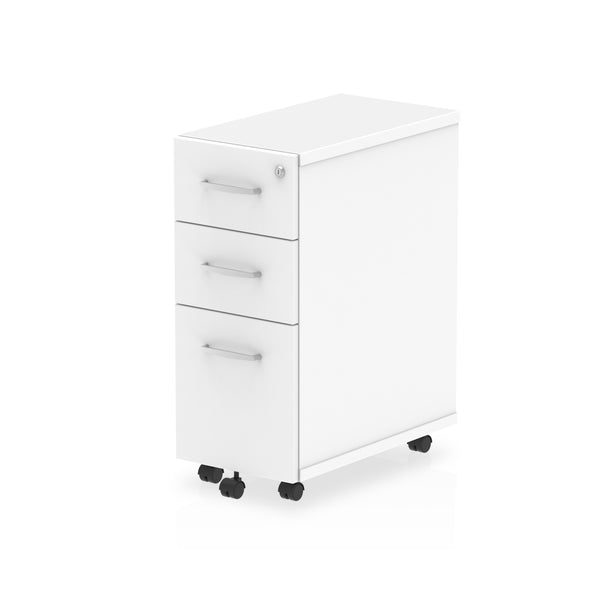 Impulse 3 Drawer Narrow Under Desk Pedestal White I001655 - UK BUSINESS SUPPLIES