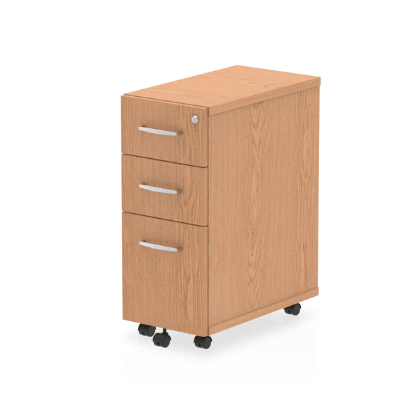 Impulse 3 Drawer Narrow Under Desk Pedestal Oak I001661 - UK BUSINESS SUPPLIES