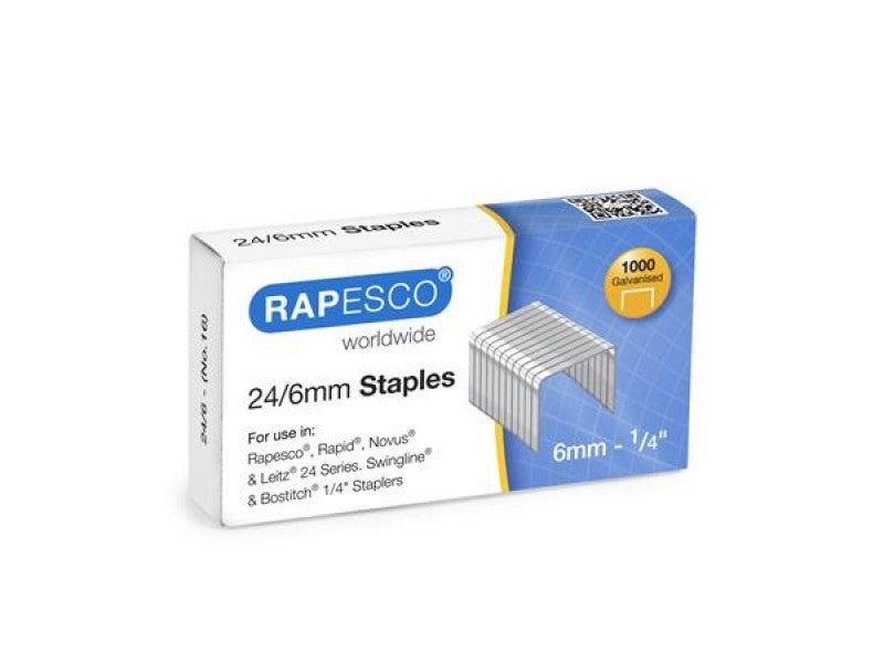 Rapesco 24/6mm Staples Chisel Point (Pack of 1000) S24607Z3 - UK BUSINESS SUPPLIES