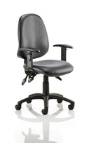 Eclipse Plus III Vinyl Chair Black Adjustable Arms KC0046 - UK BUSINESS SUPPLIES