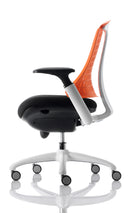 Flex Chair White Frame Back With Orange Back KC0059 - UK BUSINESS SUPPLIES