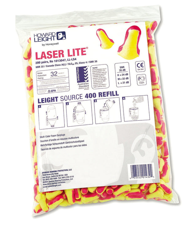 Howard Leight Laser Lite Ear Plugs Refill Pack 200's {HL1013047} - UK BUSINESS SUPPLIES