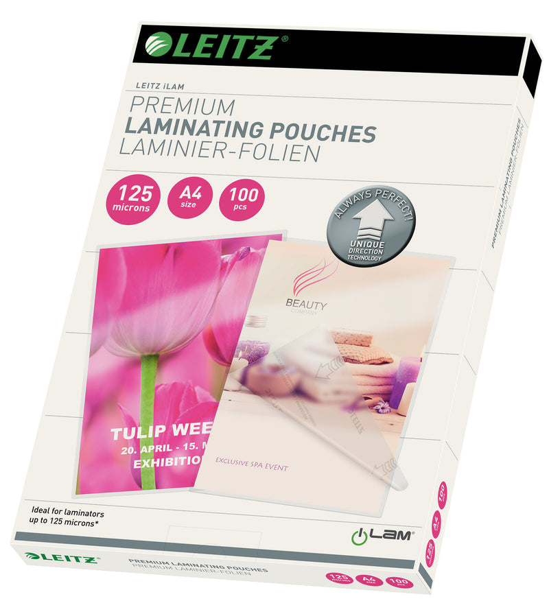 Leitz iLAM Premium Laminating Pouches A4 125 Microns (Pack 100) 74810000 - UK BUSINESS SUPPLIES