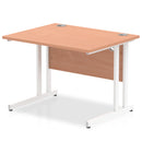 Impulse 1000 x 800mm Straight Desk Beech Top White Cantilever Leg MI001673 - UK BUSINESS SUPPLIES