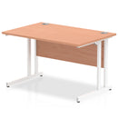 Impulse 1200 x 800mm Straight Desk Beech Top White Cantilever Leg MI001674 - UK BUSINESS SUPPLIES