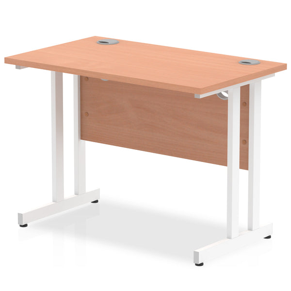 Impulse 1000 x 600mm Straight Desk Beech Top White Cantilever Leg MI001683 - UK BUSINESS SUPPLIES