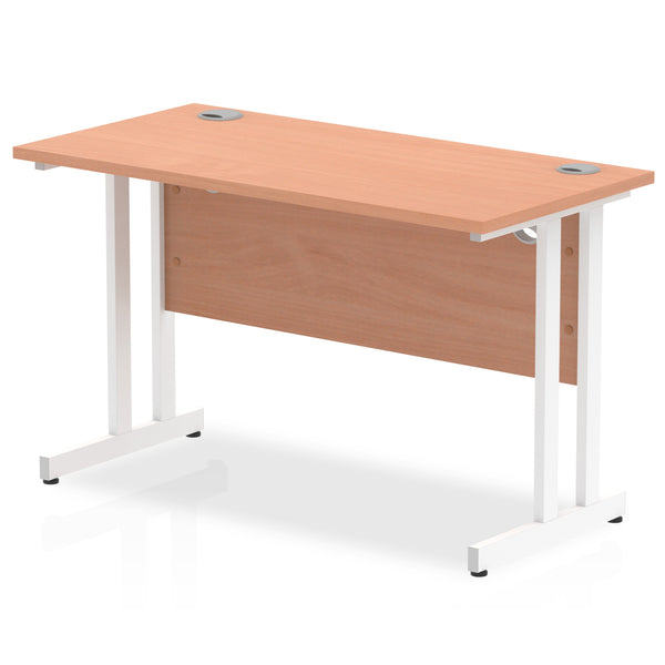 Impulse 1200 x 600mm Straight Desk Beech Top White Cantilever Leg MI001684 - UK BUSINESS SUPPLIES