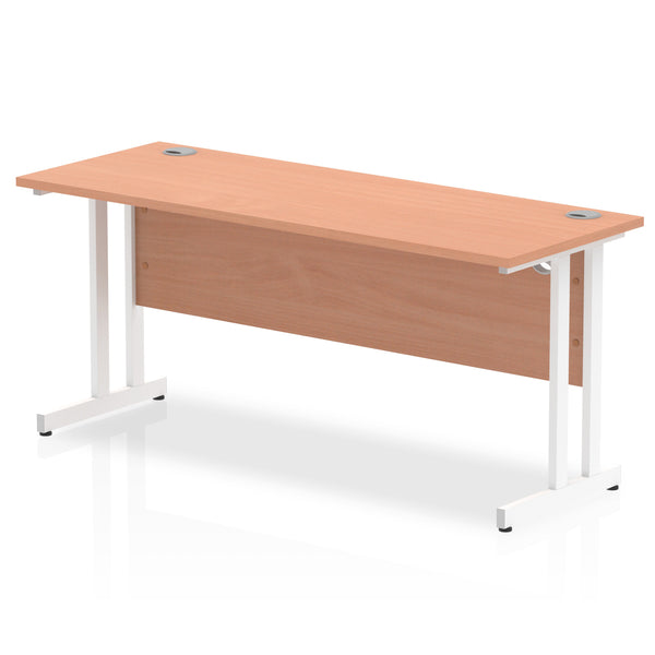Impulse 1600 x 600mm Straight Desk Beech Top White Cantilever Leg MI001686 - UK BUSINESS SUPPLIES