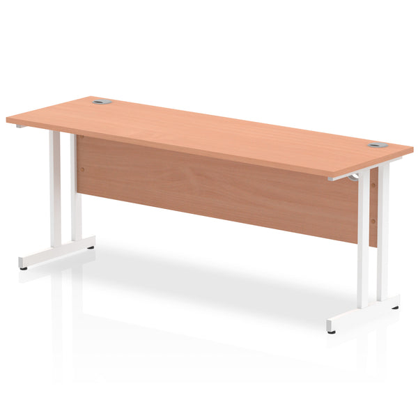 Impulse 1800 x 600mm Straight Desk Beech Top White Cantilever Leg MI001687 - UK BUSINESS SUPPLIES