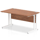 Impulse 1400 x 800mm Straight Desk Walnut Top White Cantilever Leg MI001906 - UK BUSINESS SUPPLIES