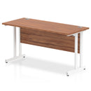 Impulse 1400 x 600mm Straight Desk Walnut Top White Cantilever Leg MI001916 - UK BUSINESS SUPPLIES