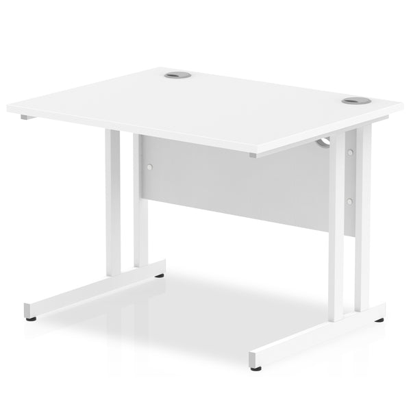 Impulse 1000 x 800mm Straight Desk White Top White Cantilever Leg MI002190 - UK BUSINESS SUPPLIES